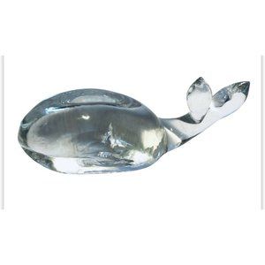 VTG Pressed Clear Glass Whale‎ Paperweight Figurine